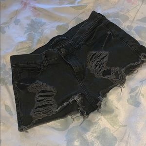 Distressed jean shorts